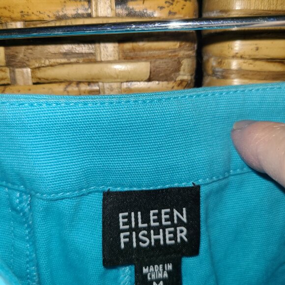 Eileen Fisher Turquois Wide Leg Crop Cuff Pant Women's SZ M VTG 97 Cotton - Picture 5 of 7